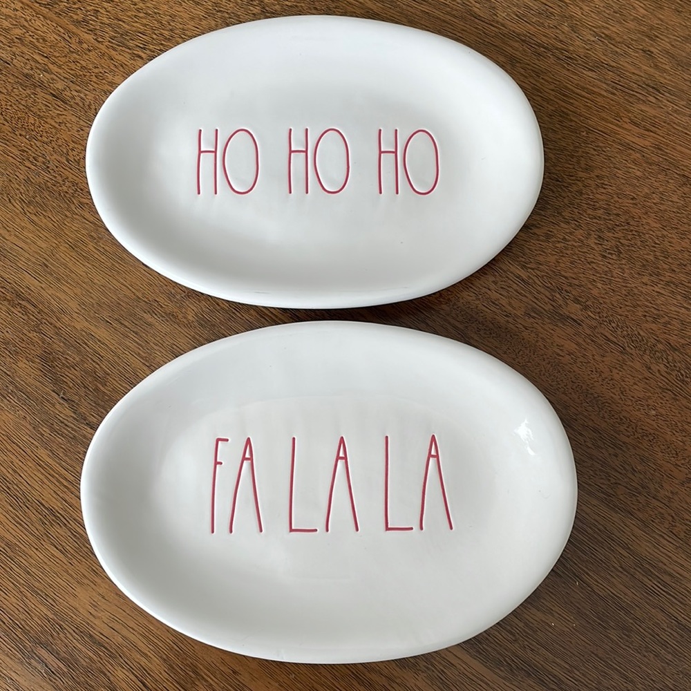 Rae Dunn HOHOHO and FALALA Christmas Plates